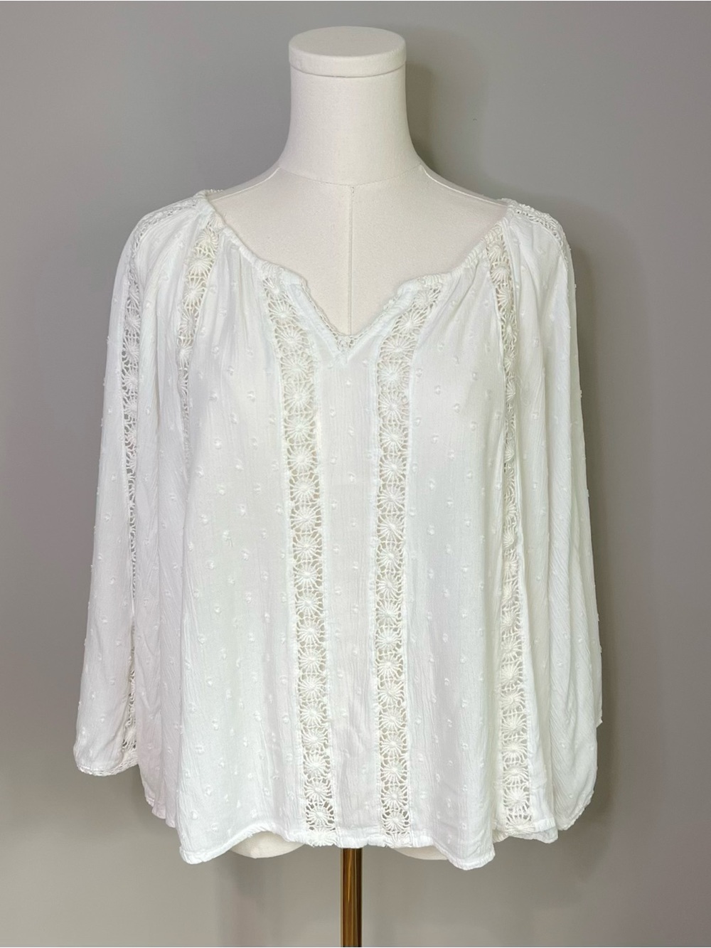 Angie Boho Flare Sleeve White Blouse Size XL